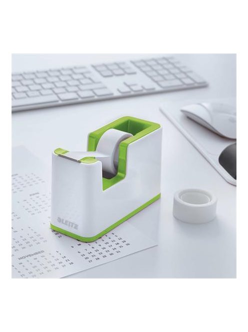 Ragasztószalag-adagoló, asztali, feltöltött, LEITZ "Wow", fehér-zöld (E53641054)