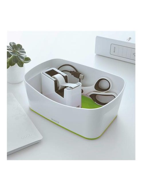 Ragasztószalag-adagoló, asztali, feltöltött, LEITZ "Wow", fehér-zöld (E53641054)