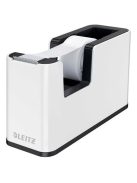 Ragasztószalag-adagoló, asztali, feltöltött, LEITZ "Wow", fehér-fekete (E53641095)