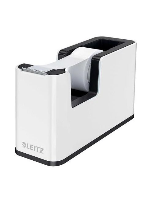 Ragasztószalag-adagoló, asztali, feltöltött, LEITZ "Wow", fehér-fekete (E53641095)