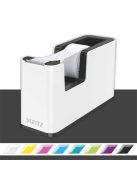 Ragasztószalag-adagoló, asztali, feltöltött, LEITZ "Wow", fehér-fekete (E53641095)