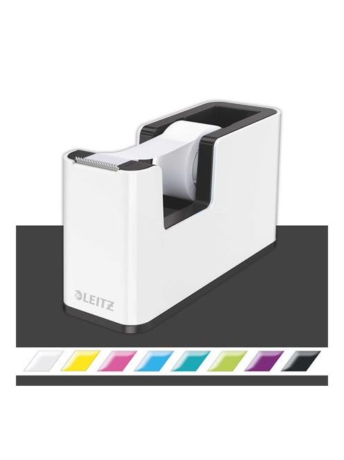 Ragasztószalag-adagoló, asztali, feltöltött, LEITZ "Wow", fehér-fekete (E53641095)