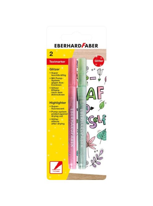 EberhardFaber - Szövegkiemelő készlet 2db-os pasztell csillámos pink/zöld BL. (E551495)