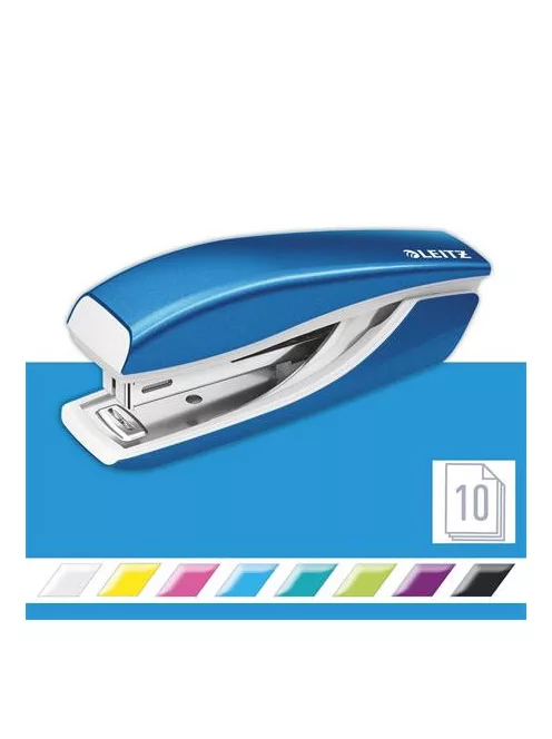Tűzőgép, mini, No. 10, 10 lap, fém, LEITZ "Nexxt Wow", kék (E55281036)