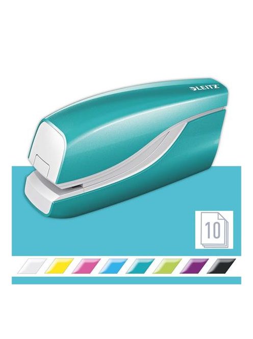 Tűzőgép, elektromos, No.10, 10 lap, LEITZ "Wow", jégkék (E55661051)
