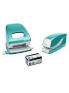 Tűzőgép, elektromos, No.10, 10 lap, LEITZ "Wow", jégkék (E55661051)