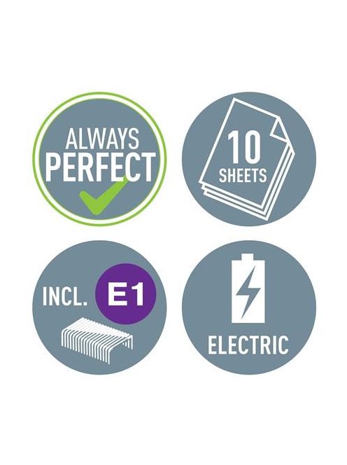 Tűzőgép, elektromos, No.10, 10 lap, LEITZ "Wow", jégkék (E55661051)