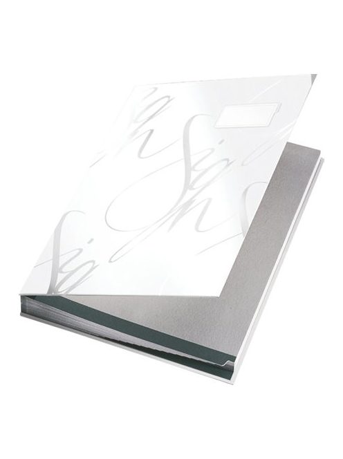 Aláírókönyv, A4, 18 részes, karton, LEITZ "Design", fehér (E57450001)