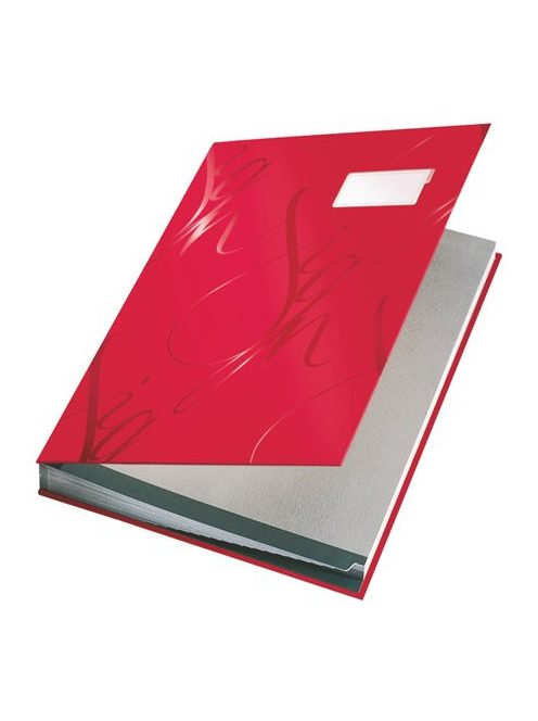Aláírókönyv, A4, 18 részes, karton, LEITZ "Design", piros (E57450025)