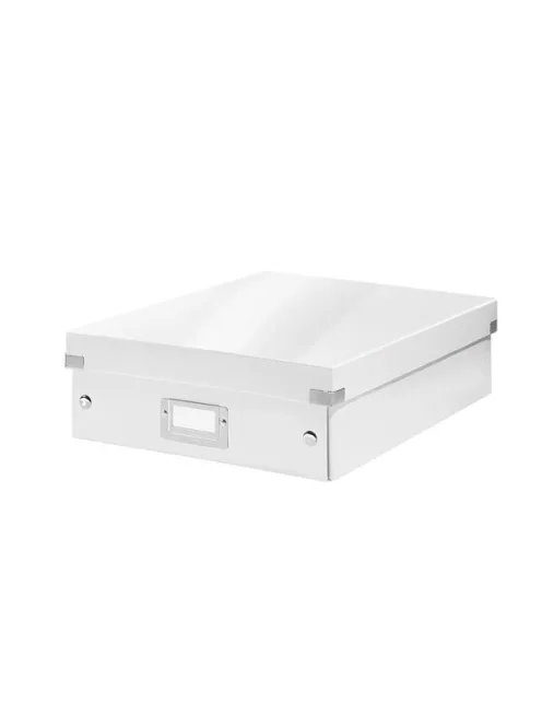 Tárolódoboz, rendszerező, laminált karton, M méret, LEITZ "Click&Store", fehér (E60580001)