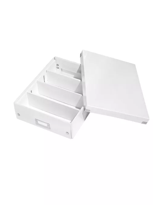 Tárolódoboz, rendszerező, laminált karton, M méret, LEITZ "Click&Store", fehér (E60580001)