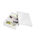 Tárolódoboz, rendszerező, laminált karton, M méret, LEITZ "Click&Store", fehér (E60580001)