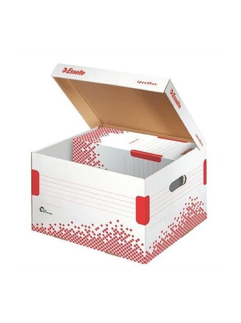 Archiváló konténer, M méret, újrahasznosított karton, ESSELTE "Speedbox", fehér (E623912) (E623912)