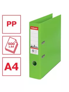   Iratrendező, 75 mm, A4, PP, élvédő sínnel, ESSELTE "Standard", Vivida zöld (E624069)