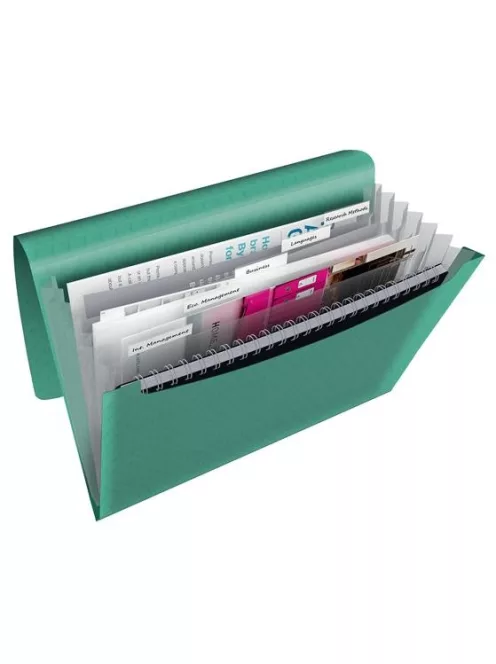 Harmonikamappa, A4, PP, 6 rekeszes, ESSELTE "Colour'Breeze", zöld (E626253)