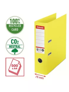   Iratrendező, 75 mm, A4, Co2-semleges, élvédő sínnel, ESSELTE "No.1", sárga (E627566)