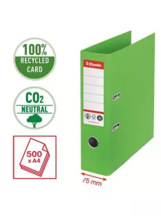   Iratrendező, 75 mm, A4, Co2-semleges, élvédő sínnel, ESSELTE "No.1", zöld (E627567)