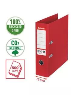   Iratrendező, 75 mm, A4, Co2-semleges, élvédő sínnel, ESSELTE "No.1", piros (E627568)
