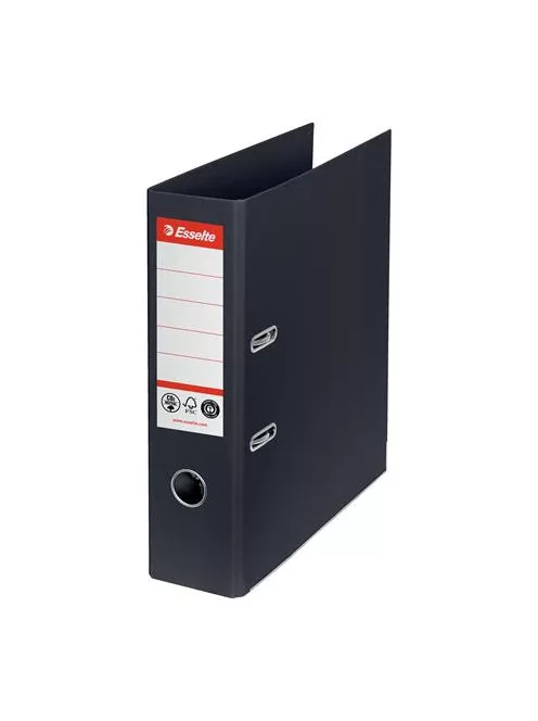 Iratrendező, 75 mm, A4, Co2-semleges, élvédő sínnel, ESSELTE "No.1", fekete (E627569)