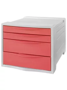   Irattároló, műanyag, 4 fiókos, ESSELTE "Colour'Breeze", áttetsző korall (E628457)