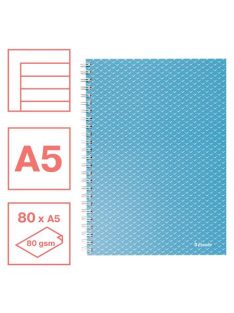   Spirálfüzet, A5, vonalas, 80 lap, ESSELTE  "Colour'Breeze", kék (E628471)