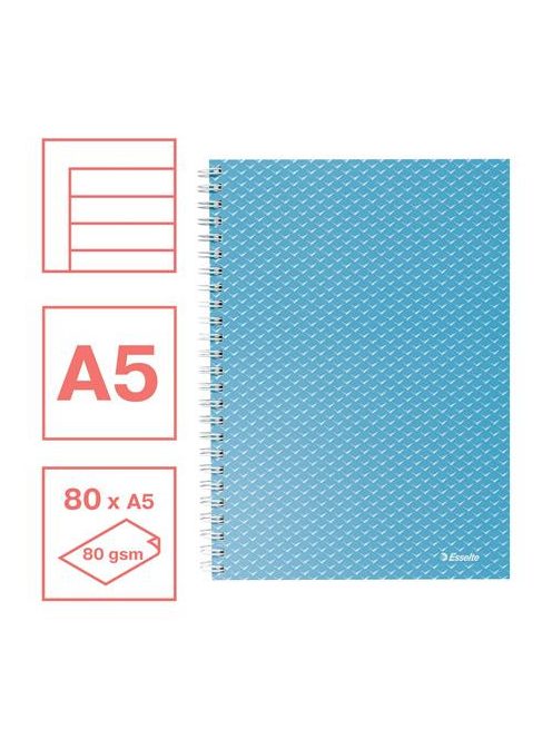 Spirálfüzet, A5, vonalas, 80 lap, ESSELTE  "Colour'Breeze", kék (E628471)