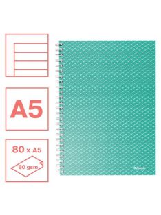   Spirálfüzet, A5, vonalas, 80 lap, ESSELTE  "Colour'Breeze", zöld (E628472)