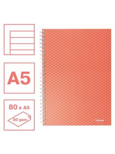   Spirálfüzet, A5, vonalas, 80 lap, ESSELTE  "Colour'Breeze", korall (E628473)