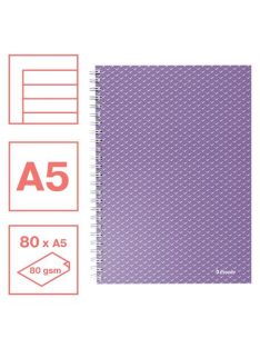   Spirálfüzet, A5, vonalas, 80 lap, ESSELTE  "Colour'Breeze", levendula (E628474)