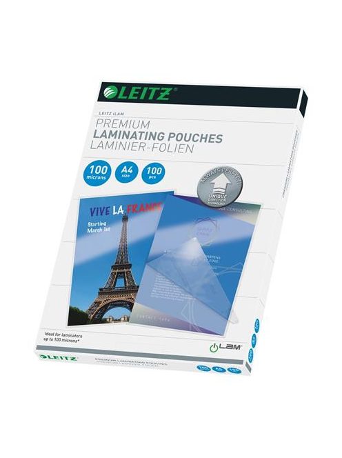 Meleglamináló fólia, 100 mikron, A4, fényes, UDT technológiával, LEITZ "iLam" (E74800000)