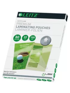   Meleglamináló fólia, 80 mikron, A5, fényes, UDT technológiával, LEITZ "iLam" (E74920000)