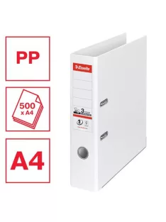   Iratrendező, 75 mm, A4, PP, élvédő sínnel, ESSELTE "Standard", Vivida fehér (E811300)