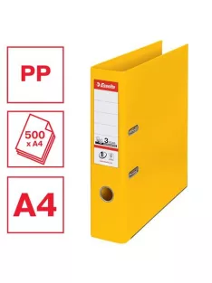   Iratrendező, 75 mm, A4, PP, élvédő sínnel, ESSELTE "Standard", sárga (E811310)