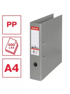   Iratrendező, 75 mm, A4, PP, élvédő sínnel, ESSELTE "Standard", szürke (E811380)