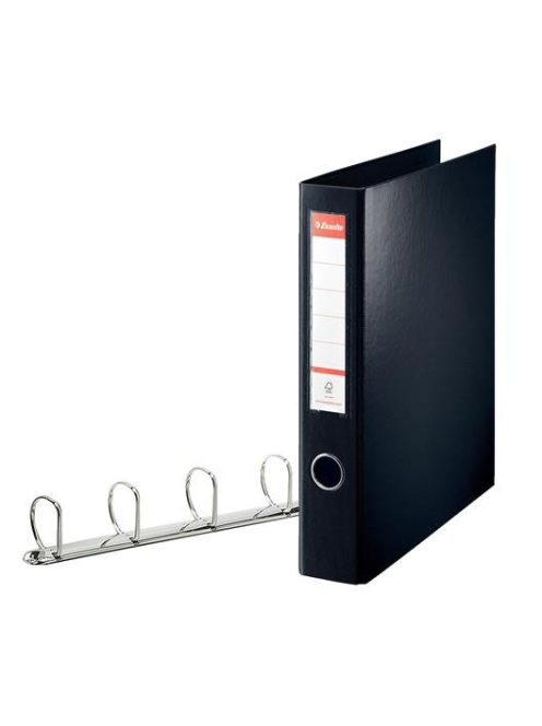 Gyűrűs könyv, 4 gyűrű, D alakú, 60 mm, A4 maxi, PP, ESSELTE "Jumbo Vivida", fekete (E82407)
