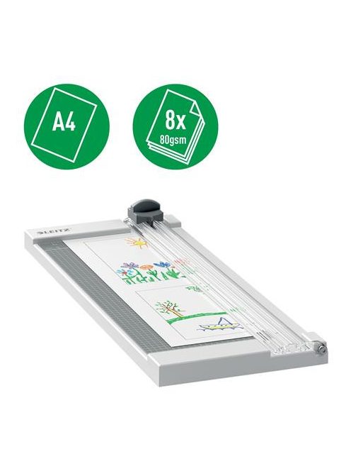 Vágógép, görgős, A4, 8 lap, LEITZ "Precision Home A4" (E90250000)