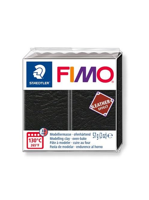 Gyurma, 57 g, égethető, FIMO "Leather Effect", fekete (FM8010909)