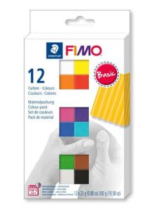   Gyurma, készlet, 12x25 g, égethető, FIMO "Soft Basic", 12 különböző szín (FM8023C121)