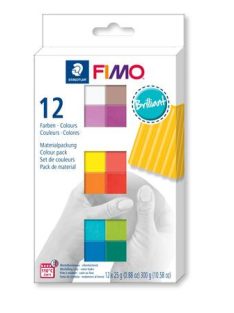   Gyurma, készlet, 12x25 g, égethető, FIMO "Soft Brillant", 12 különböző szín (FM8023C122)