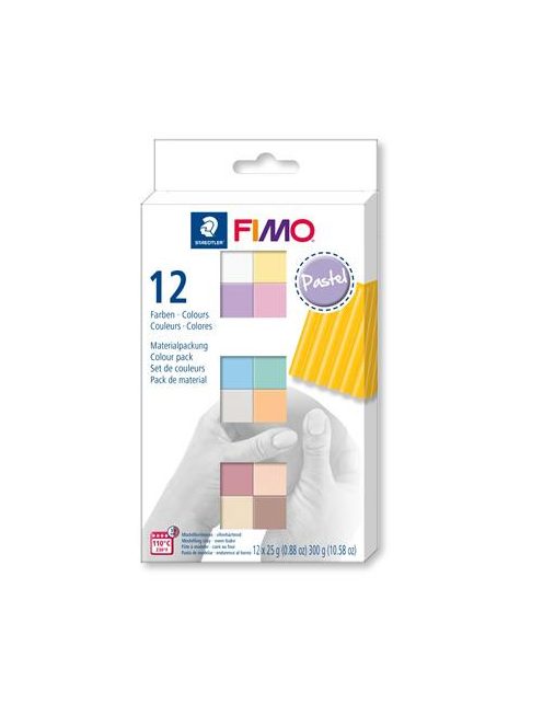 Gyurma, készlet, 12x25 g, égethető, FIMO "Soft Pastel" 12 különböző szín (FM8023C123)