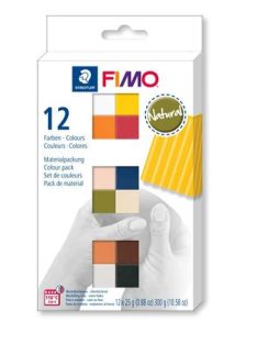   Gyurma, készlet, 12x25 g, égethető, FIMO "Soft Natural", 12 különböző szín (FM8023C124)
