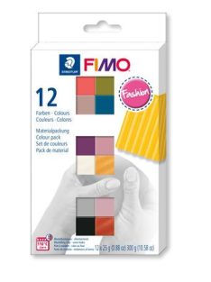   Gyurma, készlet, 12x25 g, égethető, FIMO "Soft Fashion", 12 különböző szín (FM8023C125)