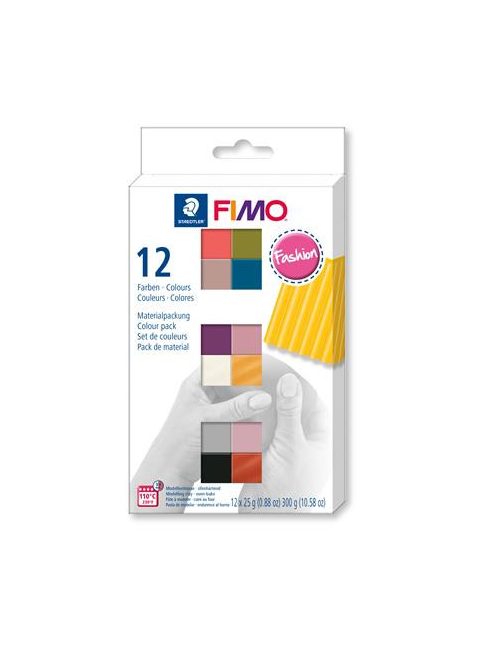 Gyurma, készlet, 12x25 g, égethető, FIMO "Soft Fashion", 12 különböző szín (FM8023C125)