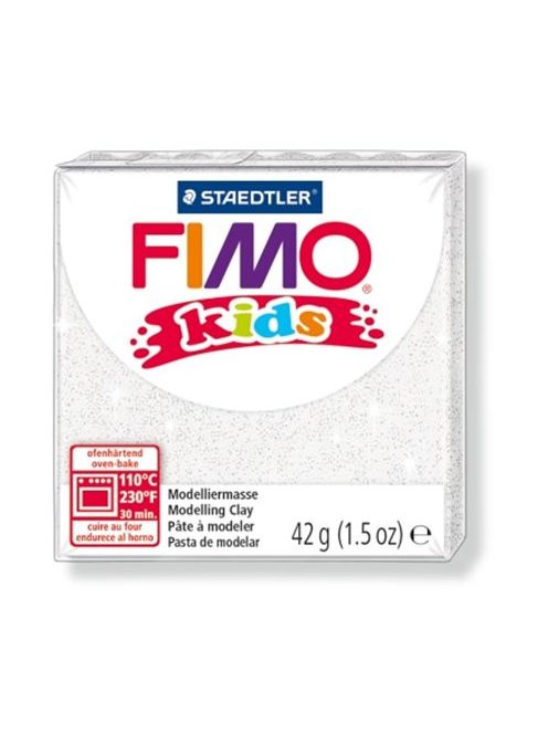 Gyurma, 42 g, égethető, FIMO "Kids", glitteres fehér (FM8030052)