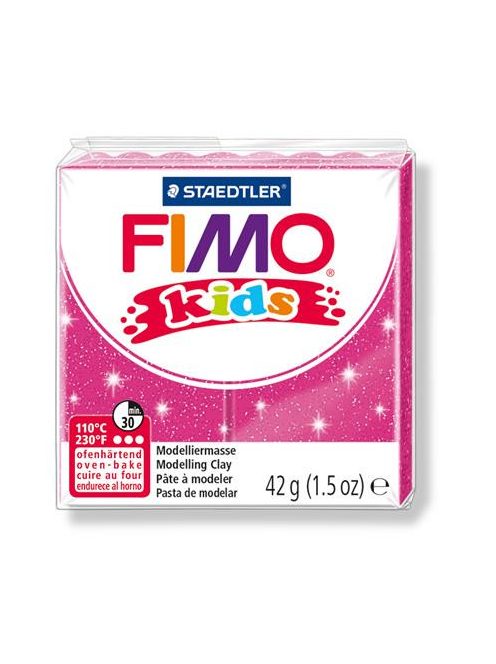 Gyurma, 42 g, égethető, FIMO "Kids", glitteres rózsaszín (FM8030262)