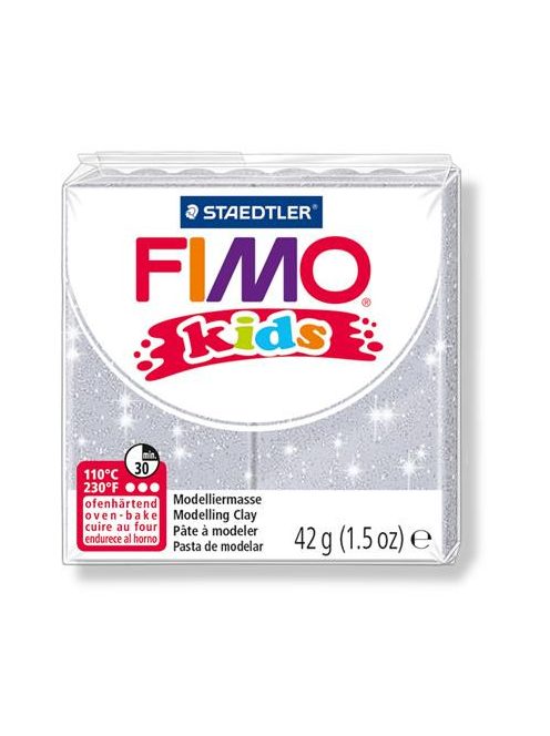 Gyurma, 42 g, égethető, FIMO "Kids", glitteres ezüst (FM8030812)