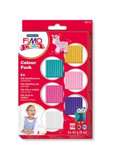   Gyurma készlet, 6x42 g, égethető, lányoknak, FIMO "Kids Color Pack", 6 különböző szín (FM803202)