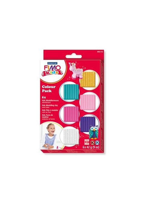 Gyurma készlet, 6x42 g, égethető, lányoknak, FIMO "Kids Color Pack", 6 különböző szín (FM803202)