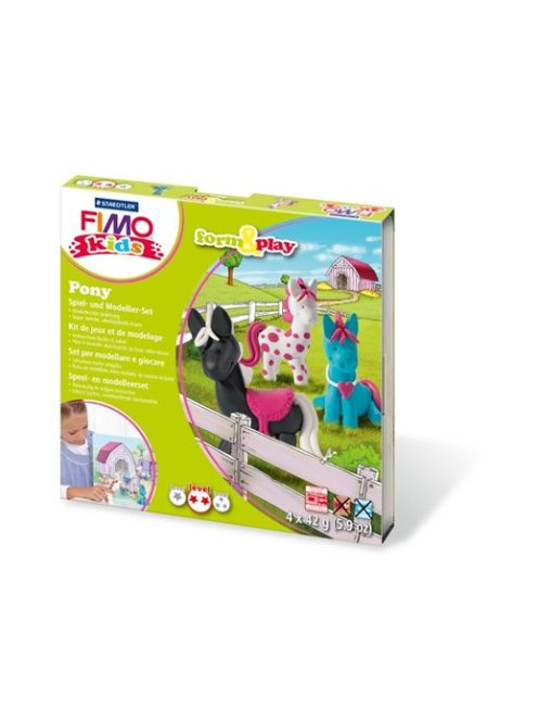 Gyurma készlet, 4x42 g, égethető, FIMO "Kids Form & Play", pónik (FM803408LZ)