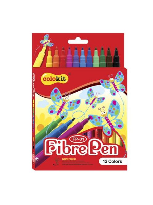Filctoll készlet, COLOKIT "FibrePen", 12 különböző szín (FOFP01)